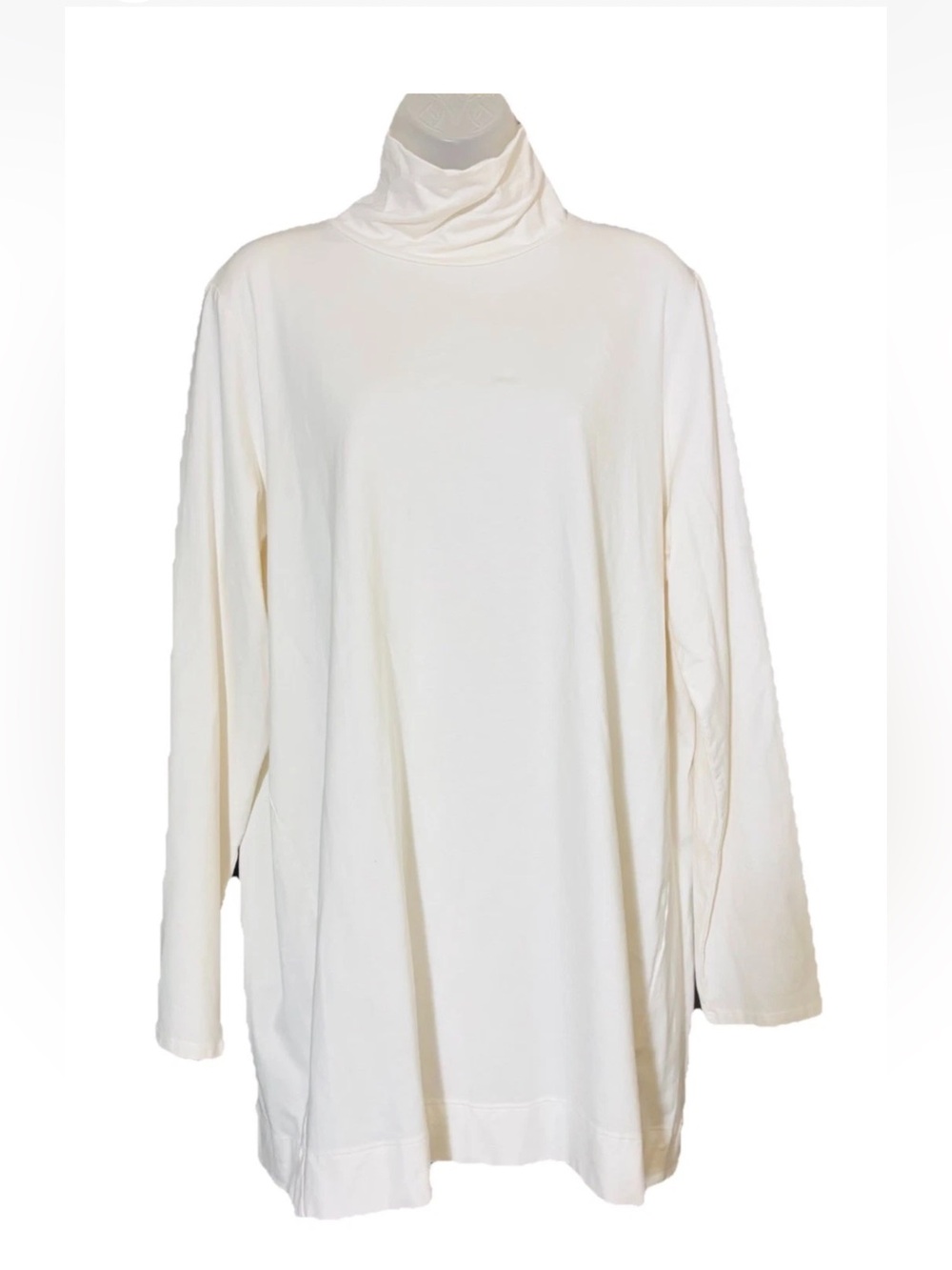 J.Jill Luxe Supima Turtleneck Tunic Long Sleeve Top Ivory Size XL Women's - Picture 10 of 10